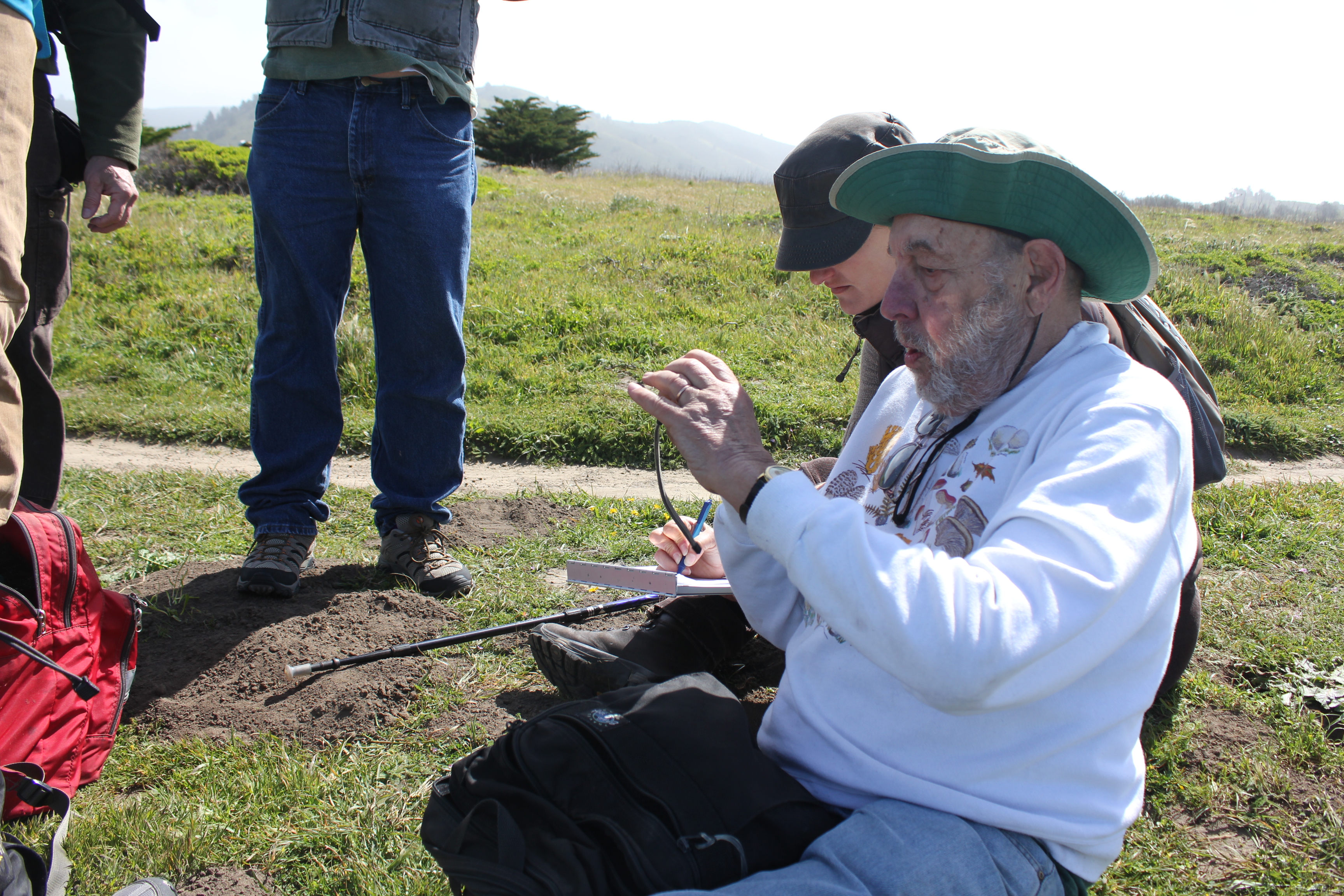 Don Mayall records GPS data for Franciscan wallflowers at Rockaway Headlands