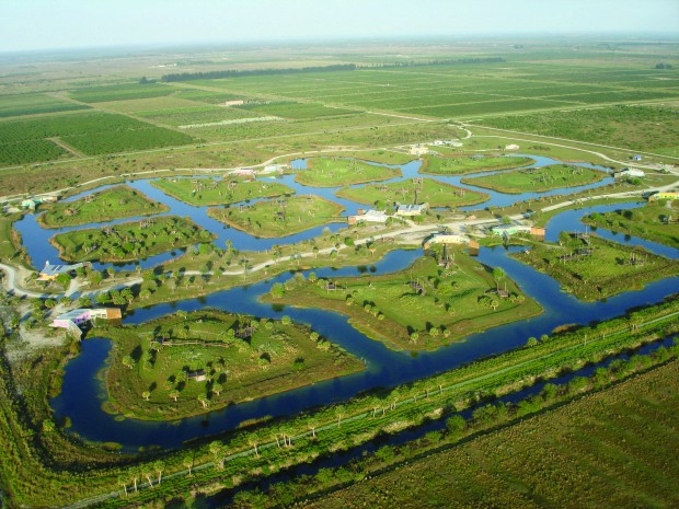 An Aerial view of the 12 islands making up the sanctuary (Photo courtesy of Save the Chimps)