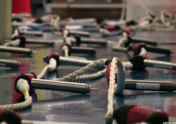 Strings of temperature sensors, used to measure frictional heating on the fault that caused the March 2011 Tohoku earthquake. Photo courtesy JAMSTEC/IODP.