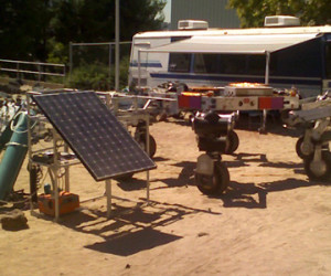 The ATHLETE vehicle at one of its fuel cell charging stations. Credit: JPL/NASA