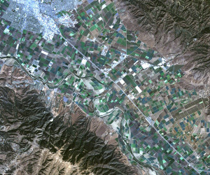 A view of Salinas, Calif. compiled from Landsat 5 data. Photo credit: Forrest Melton, Cooperative for Research in Science and Technology at NASA Ames Research Center