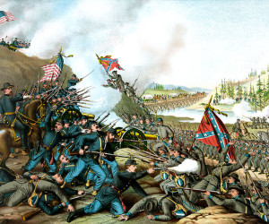 Kurz and Allison’s 1891 representation of the Battle of Franklin (November 30, 1864) during the American Civil War. Image credit: U.S. Library of Congress.