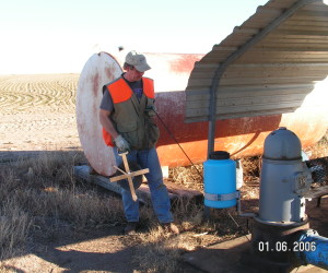 Here, Buchanan is measuring groundwater levels in the Ogallala aquifer in Morton County, Kansas.
[Credit: Kansas Geological Survey]